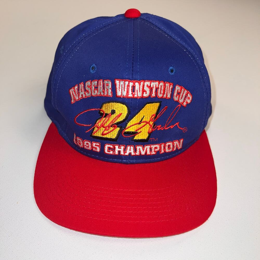 Vintage 1995 Jeff Gordon #24 NASCAR Winston Cup Champion Hat Snapback Blue Red
